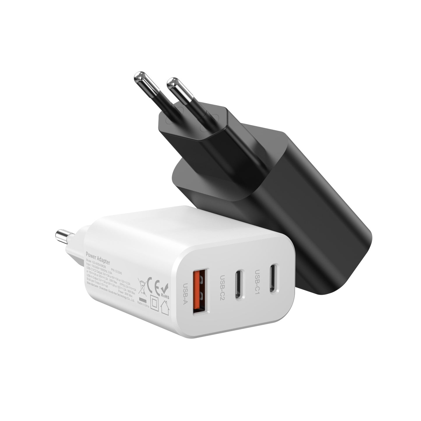 30W GaN PD USB 2C1A Charger - EU Plug