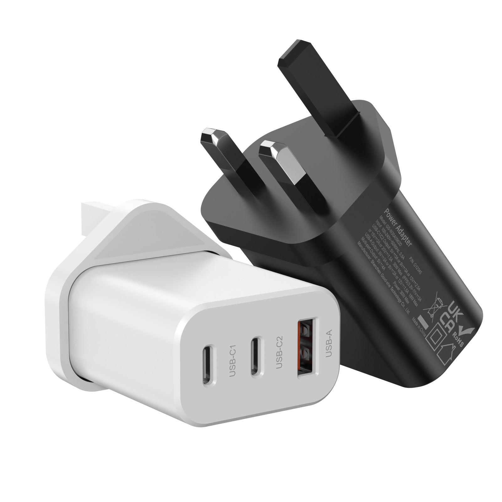 30W GaN PD USB 2C1A Charger - UK Plug