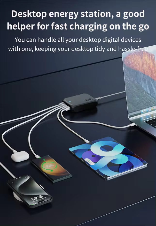 5 Ports 188W GaN Fast Charger Station