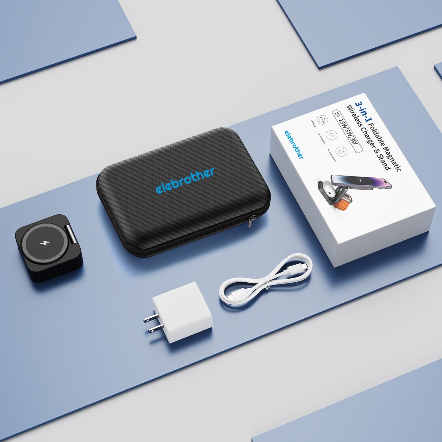 Elebrother 3-In-1 Foldable Magnetic Wireless Charging Station