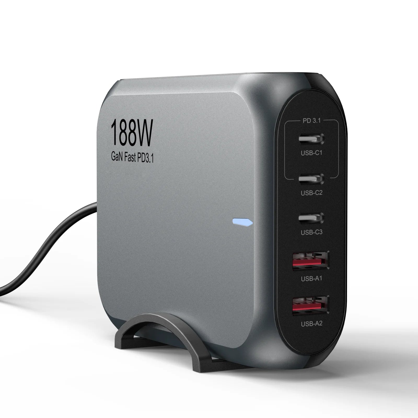 5 Ports 188W GaN Fast Charger Station