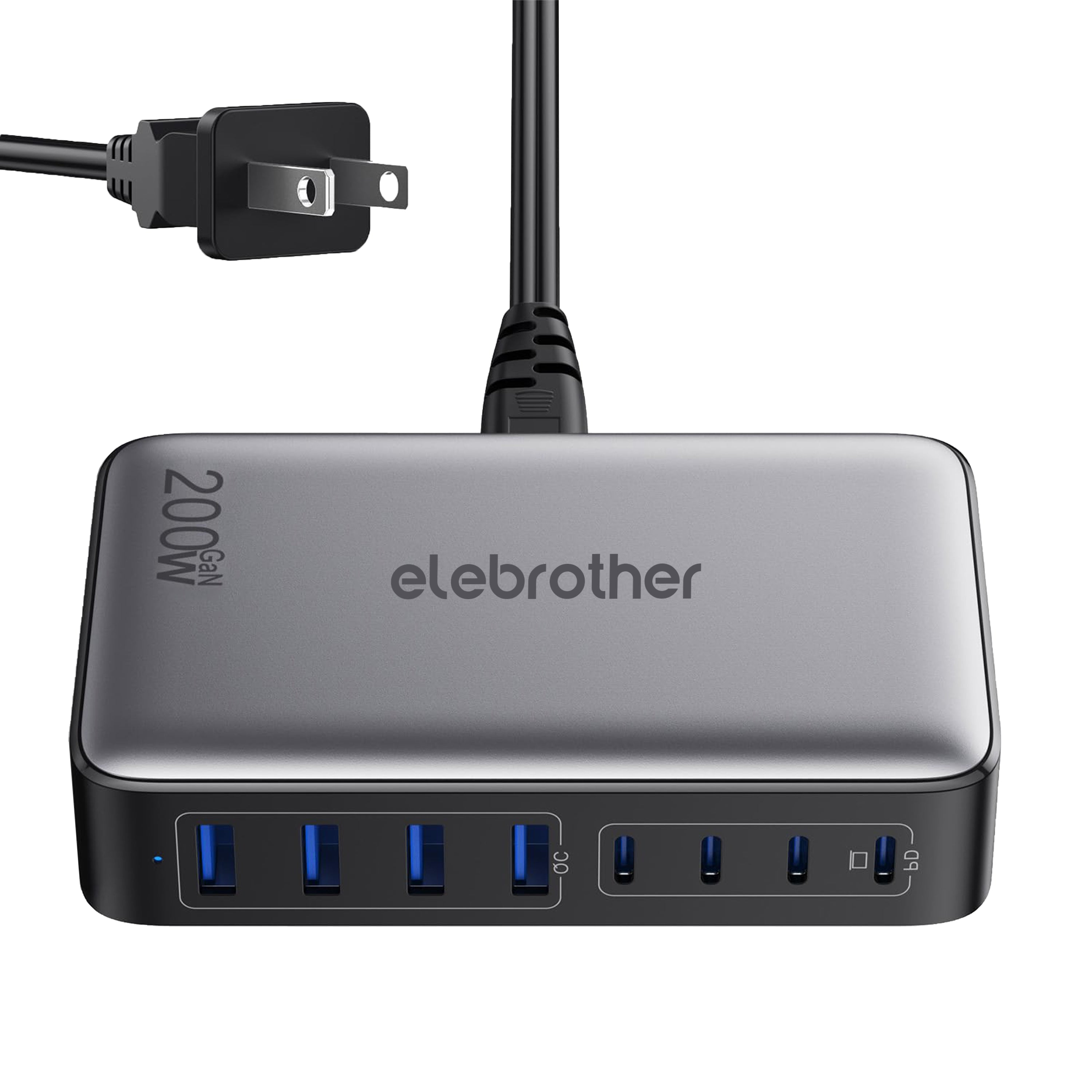 200W GaN III 8-Port Fast Charging Station Hub