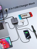 elebrother 200W-GaN-III-6-Port-Fast-Charging-Station-Hub