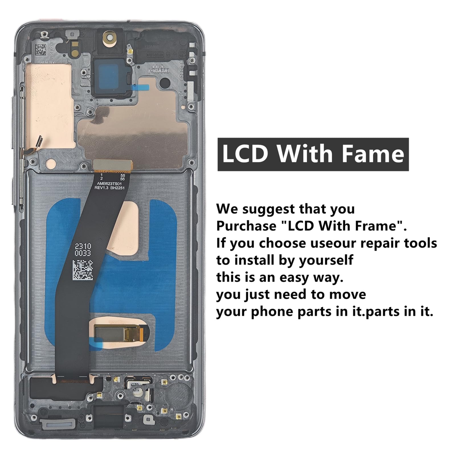 AMOLED Display Assembly With Frame for Samsung Galaxy S20