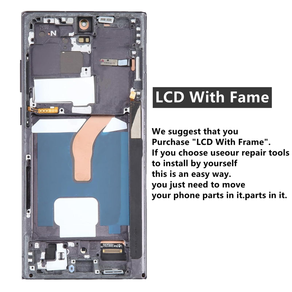 AMOLED Display Assembly With Frame for Samsung Galaxy S22 Ultra
