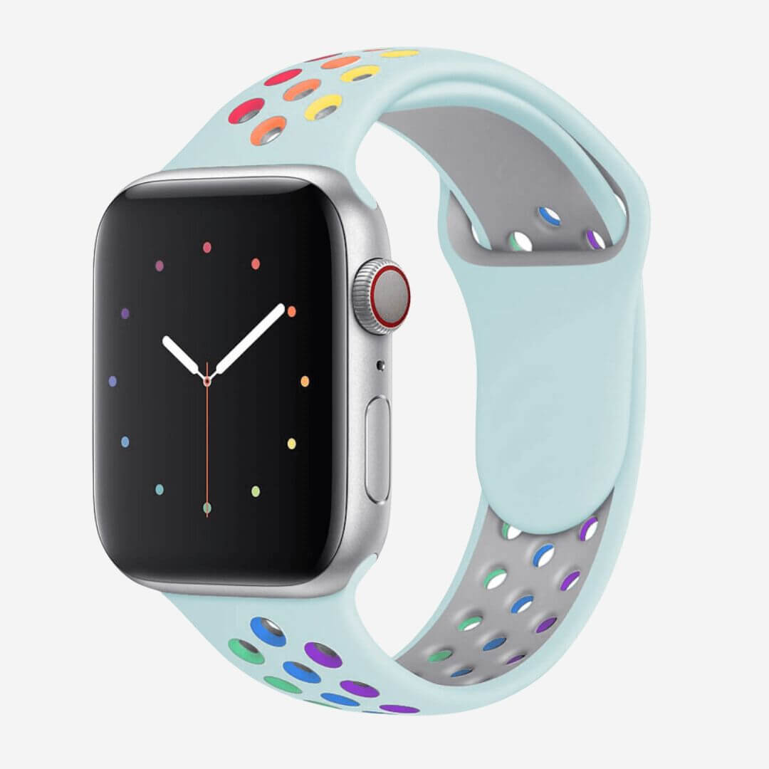 Silicone Sports Apple Watch Band - Aqua/Pride