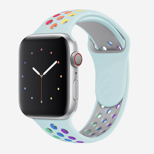 Silicone Sports Apple Watch Band - Aqua/Pride