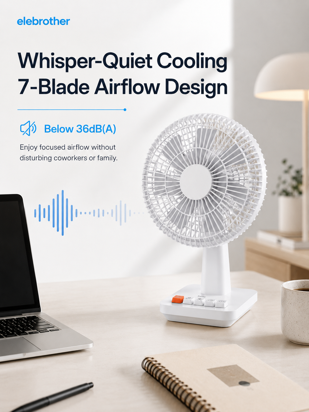 Retro Desk Fan with 90° Auto Oscillation