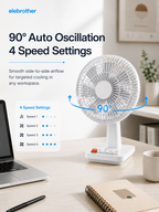 Retro Desk Fan with 90° Auto Oscillation