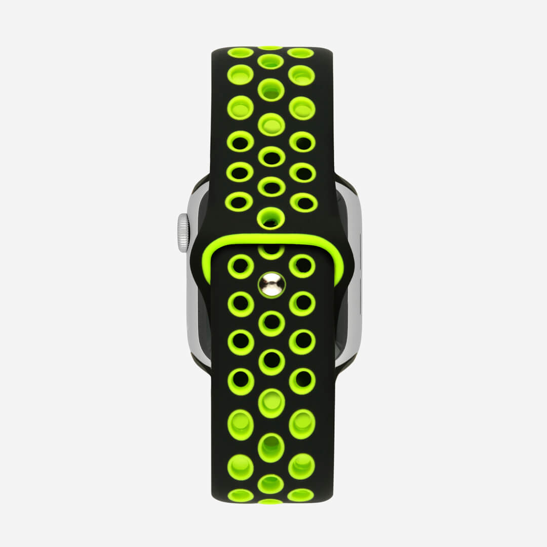 Silicone Sports Apple Watch Band - Black/Lime