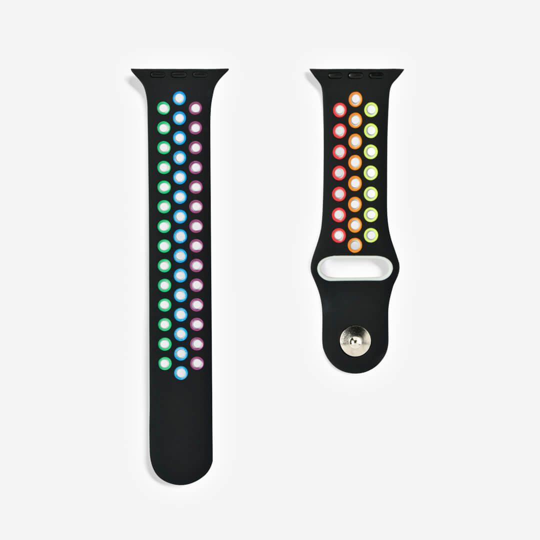 Silicone Sports Apple Watch Band - Black/Pride