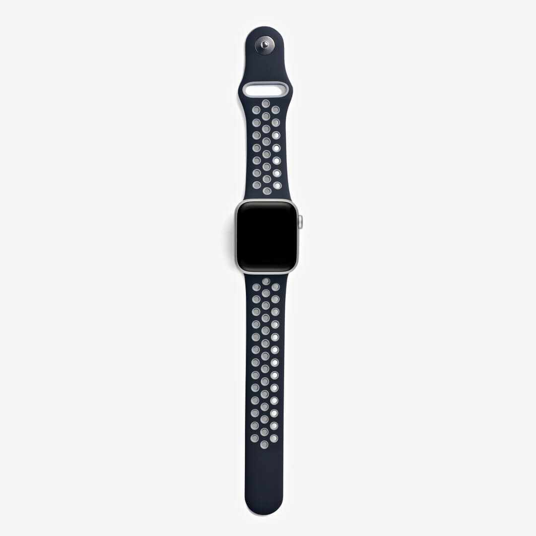 Silicone Sports Apple Watch Band - Black/Stone