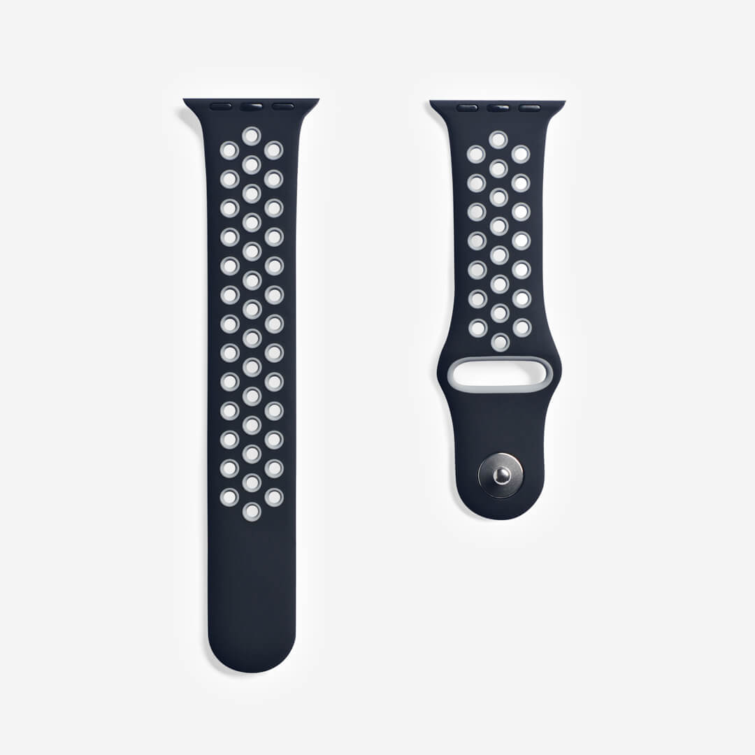 Silicone Sports Apple Watch Band - Black/Stone