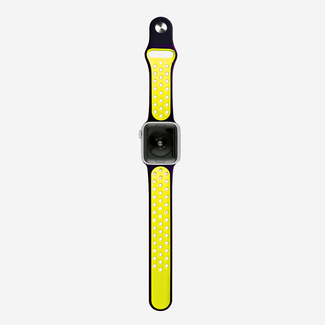 Silicone Sports Apple Watch Band - Black/Yellow