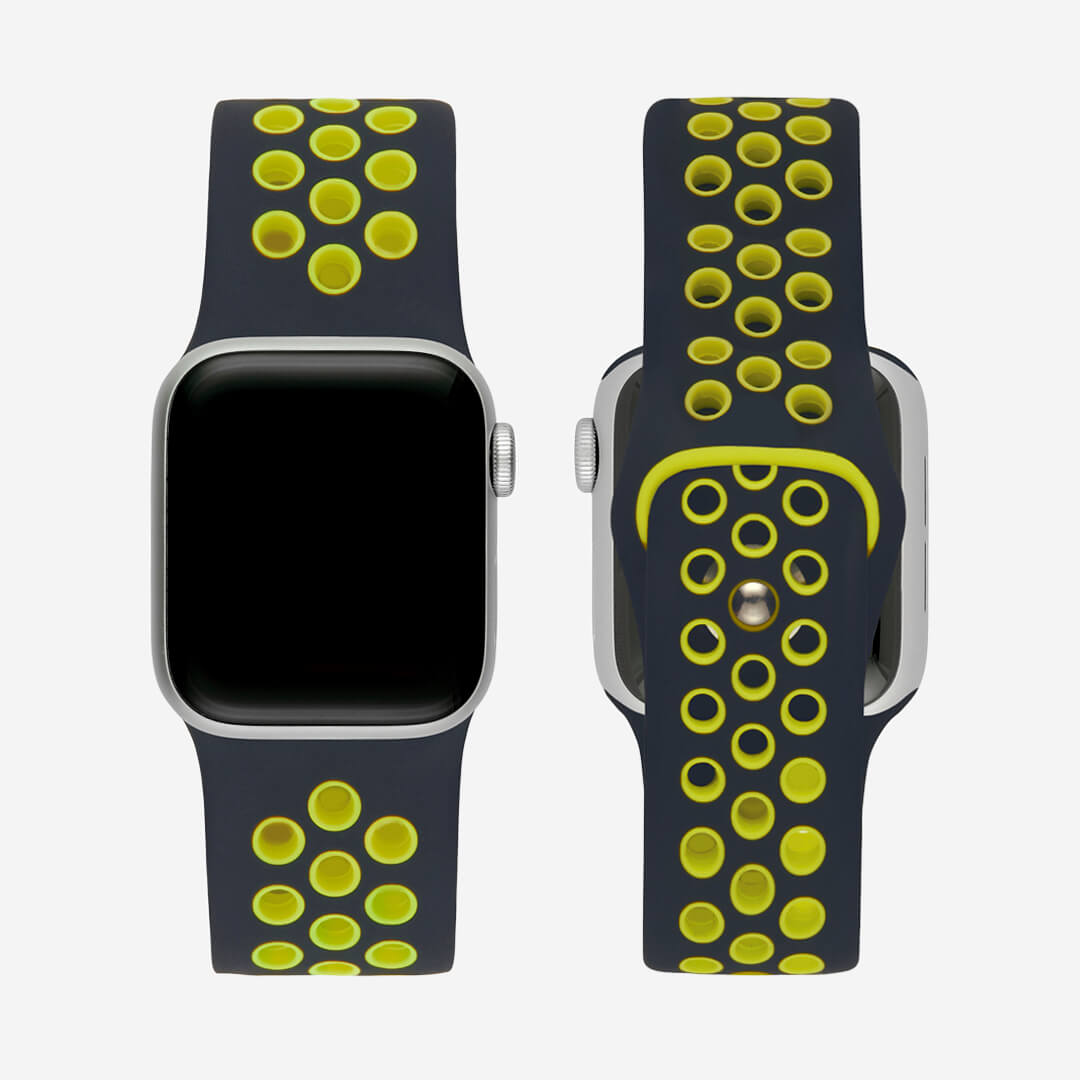 Silicone Sports Apple Watch Band - Black/Yellow