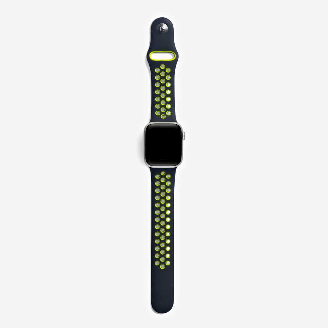 Silicone Sports Apple Watch Band - Black/Yellow