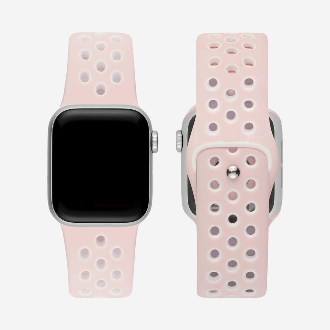 Silicone Sports Apple Watch Band - Blush/White