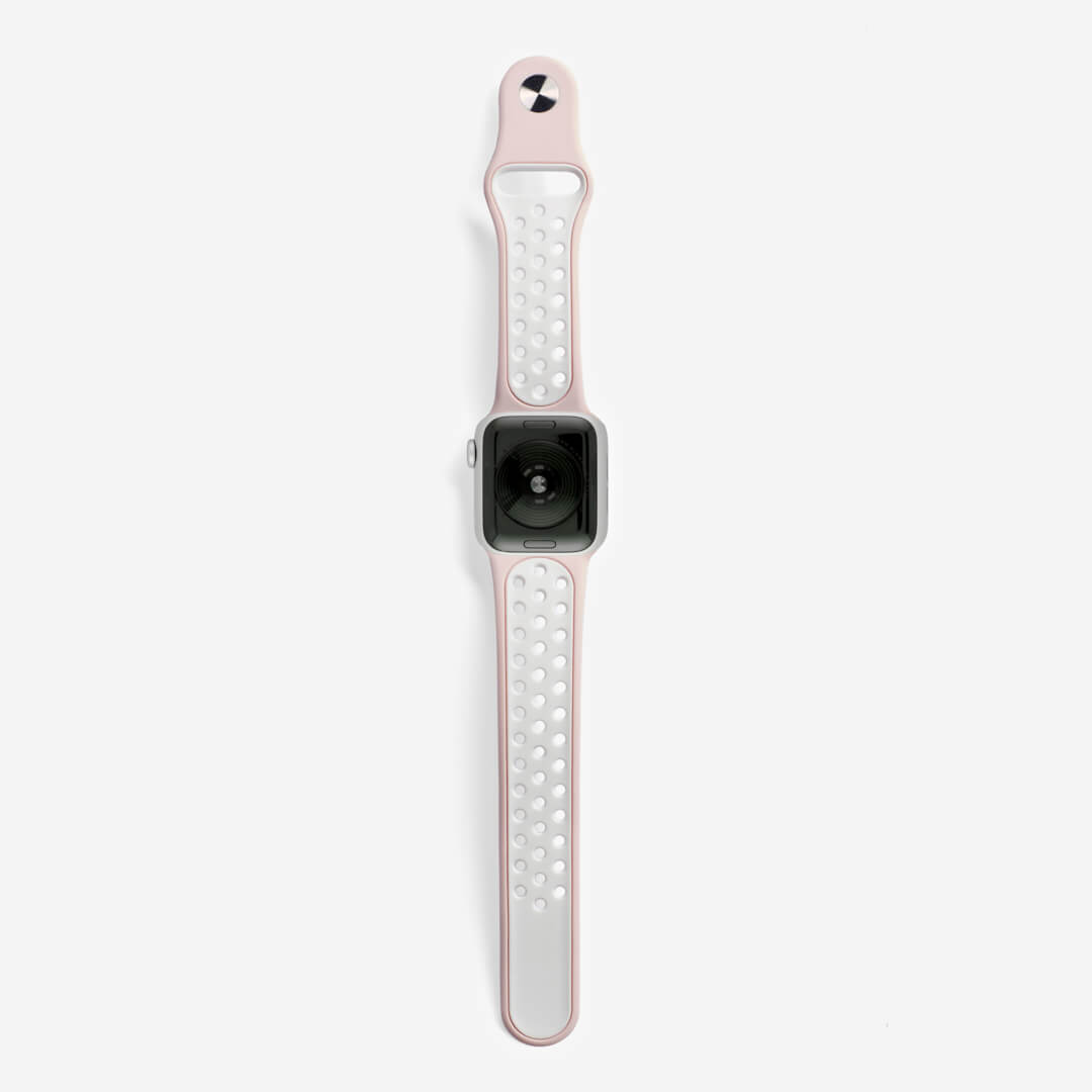 Silicone Sports Apple Watch Band - Blush/White