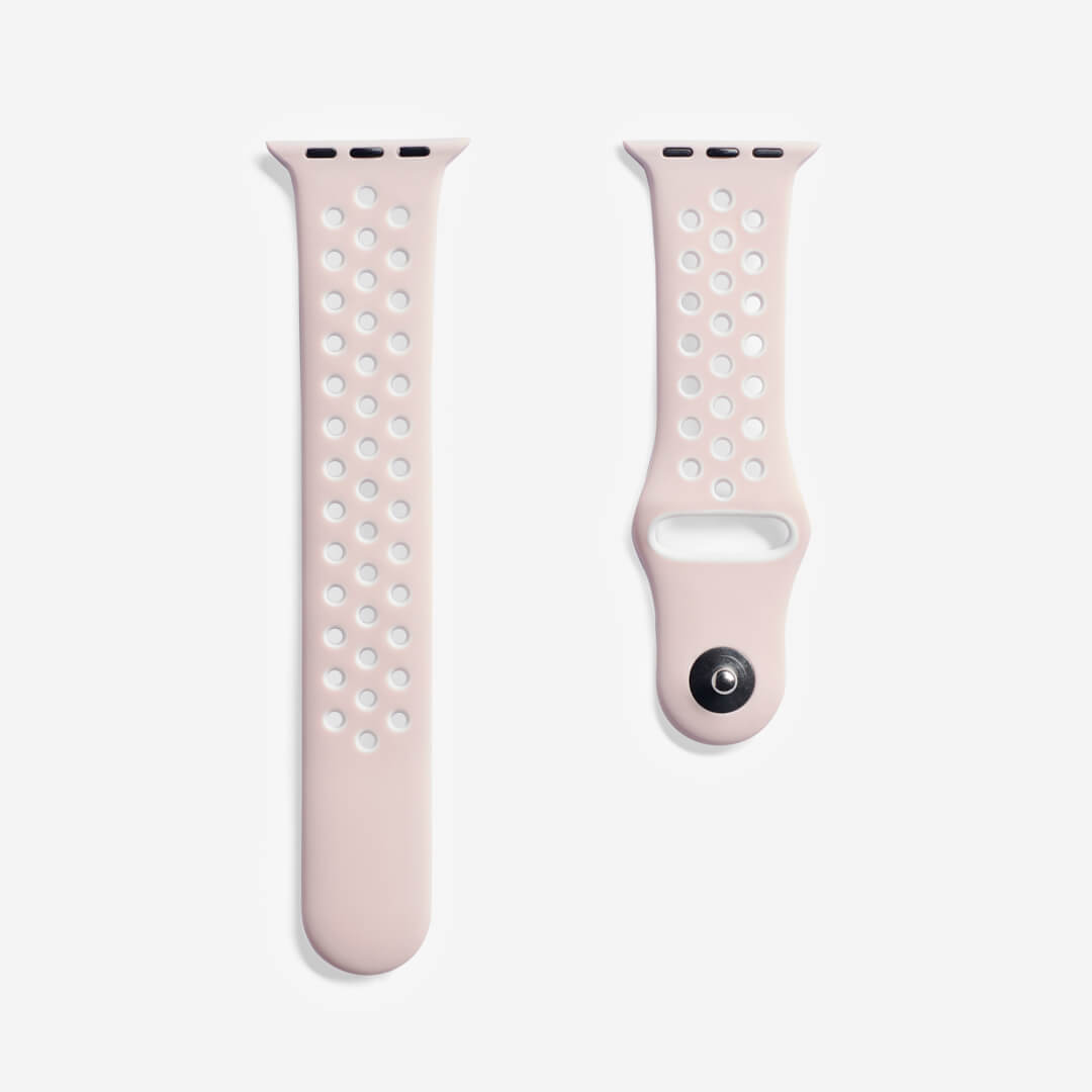 Silicone Sports Apple Watch Band - Blush/White