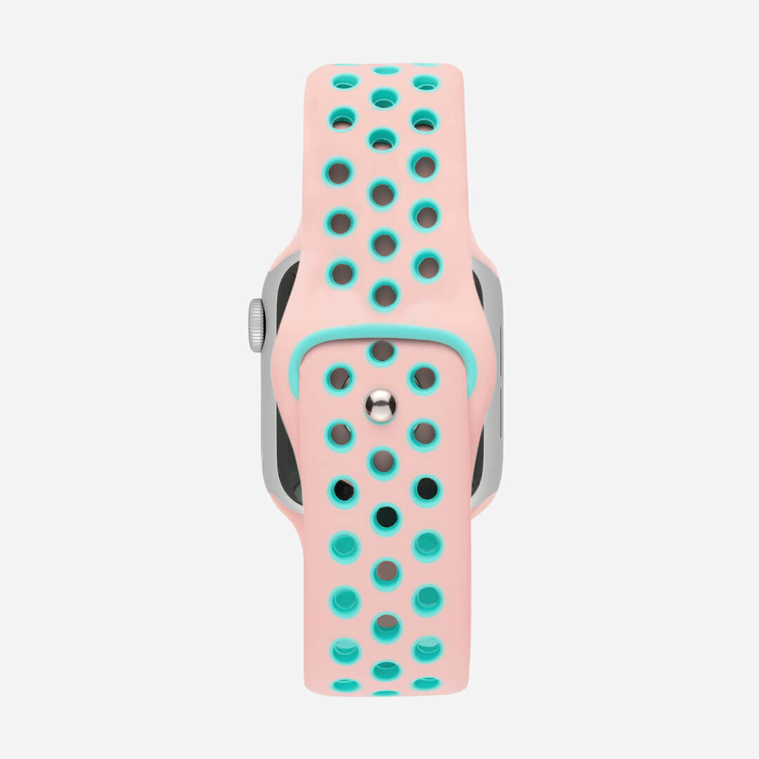 Silicone Sports Apple Watch Band - Pink/Mint