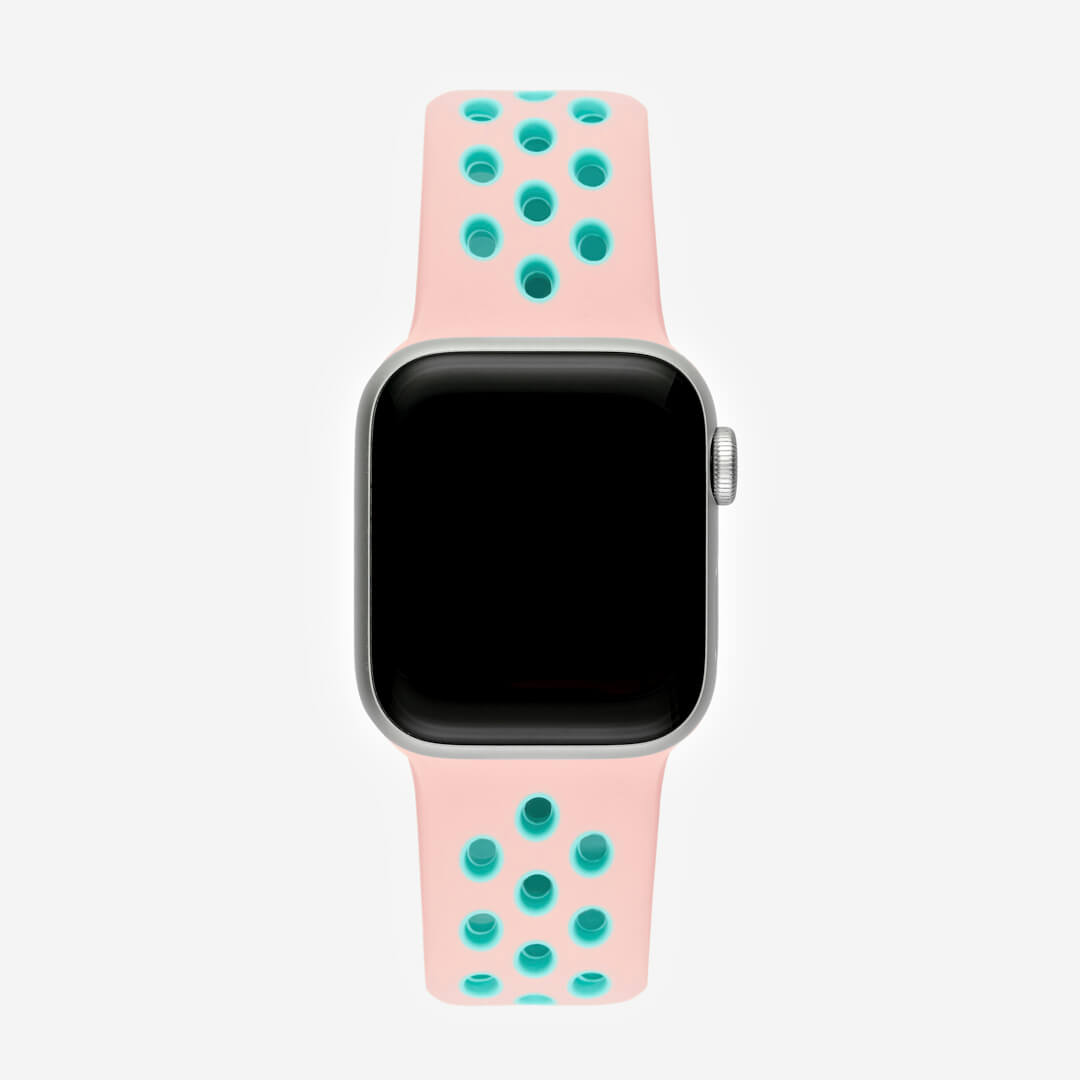 Silicone Sports Apple Watch Band - Pink/Mint