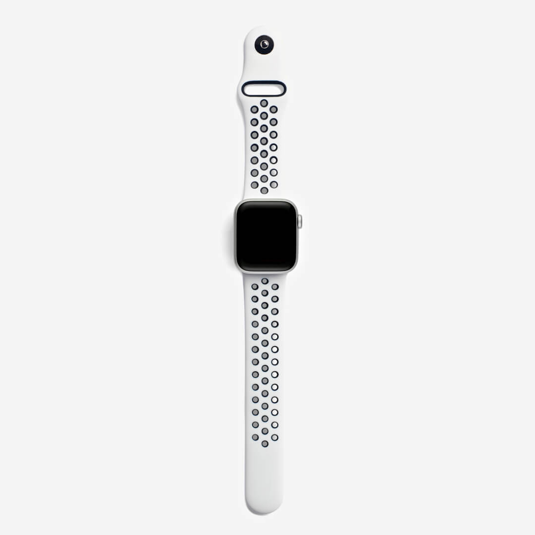 Silicone Sports Apple Watch Band - Platinum/Black