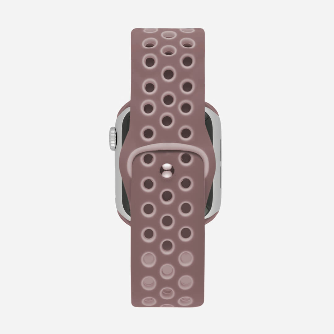 Silicone Sports Apple Watch Band - Smokey Mauve/Beige