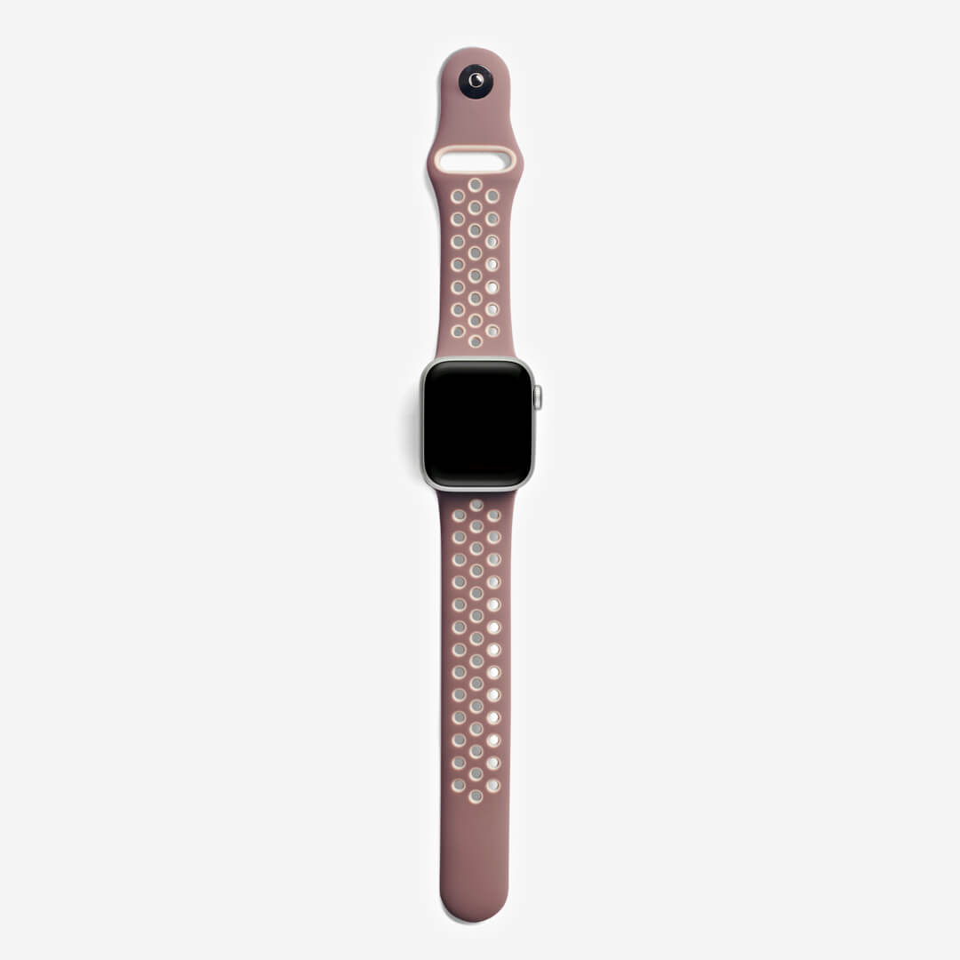 Silicone Sports Apple Watch Band - Smokey Mauve/Beige