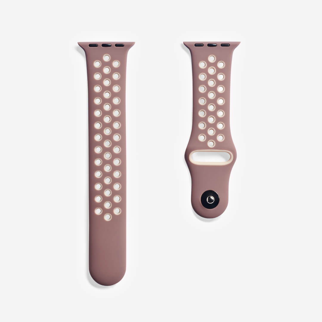 Silicone Sports Apple Watch Band - Smokey Mauve/Beige