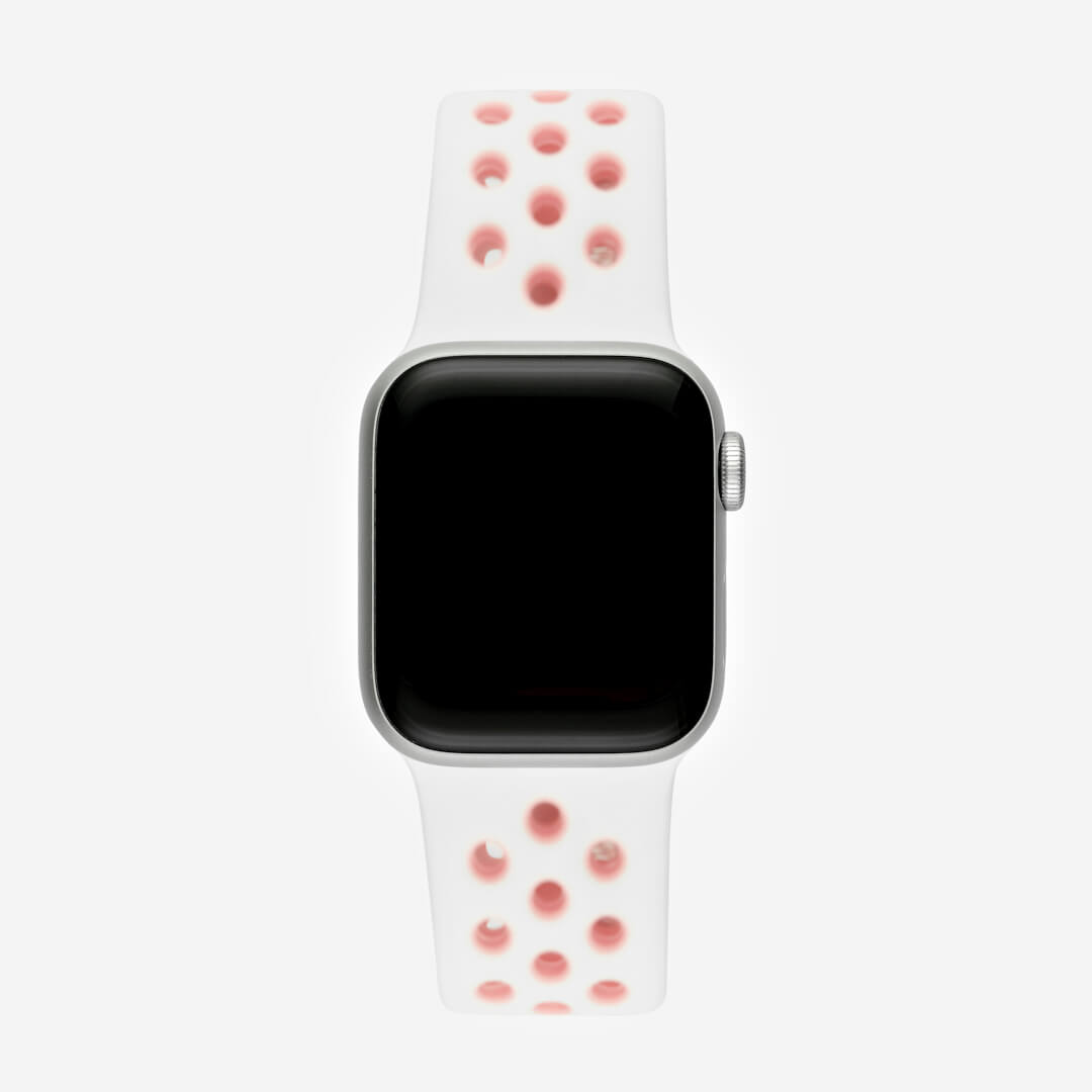 Silicone Sports Apple Watch Band - White/Bubblegum Pink