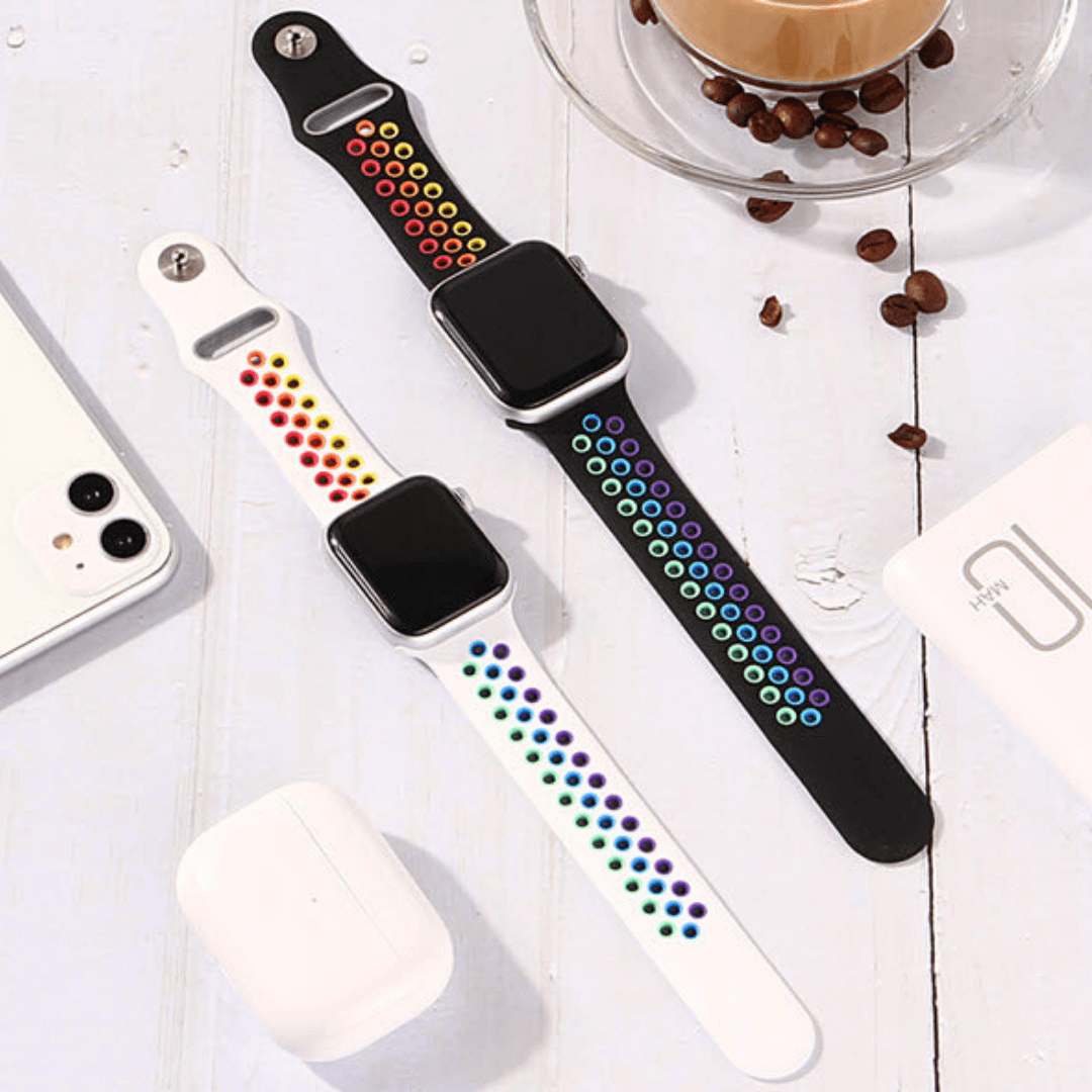 Silicone Sports Apple Watch Band - Black/Pride