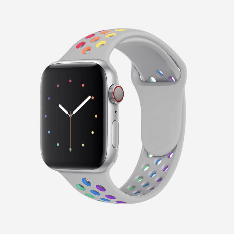 Silicone Sports Apple Watch Band - Stone/Pride