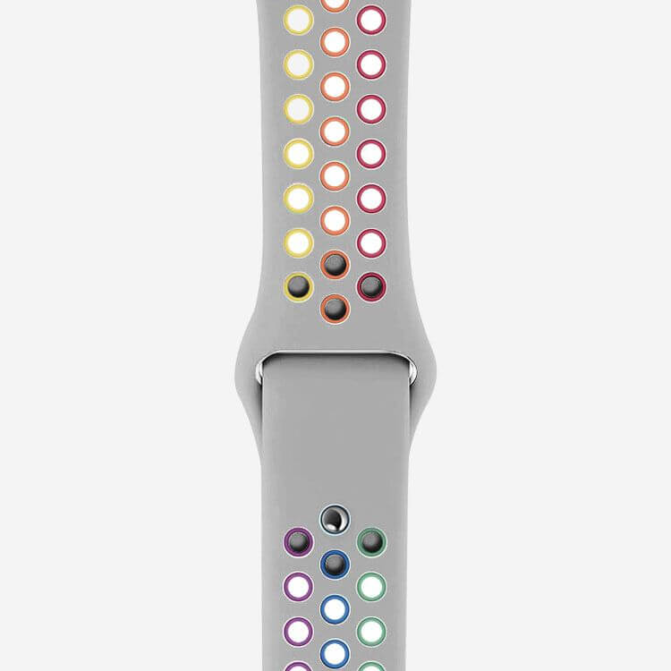 Silicone Sports Apple Watch Band - Stone/Pride