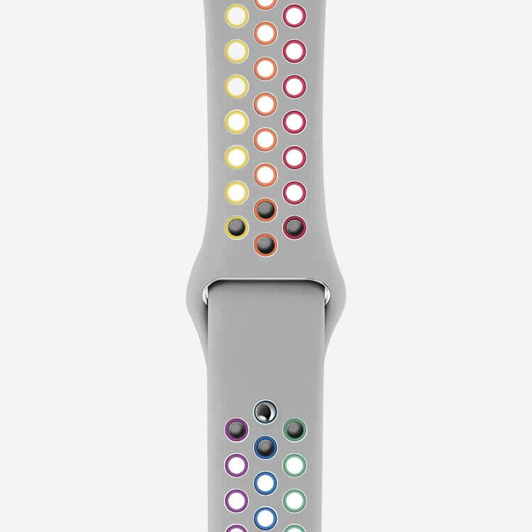 Silicone Sports Apple Watch Band - Stone/Pride