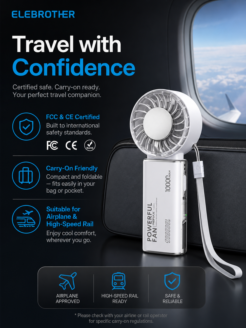 3 In 1 Foldable Handheld Fan & Power Bank