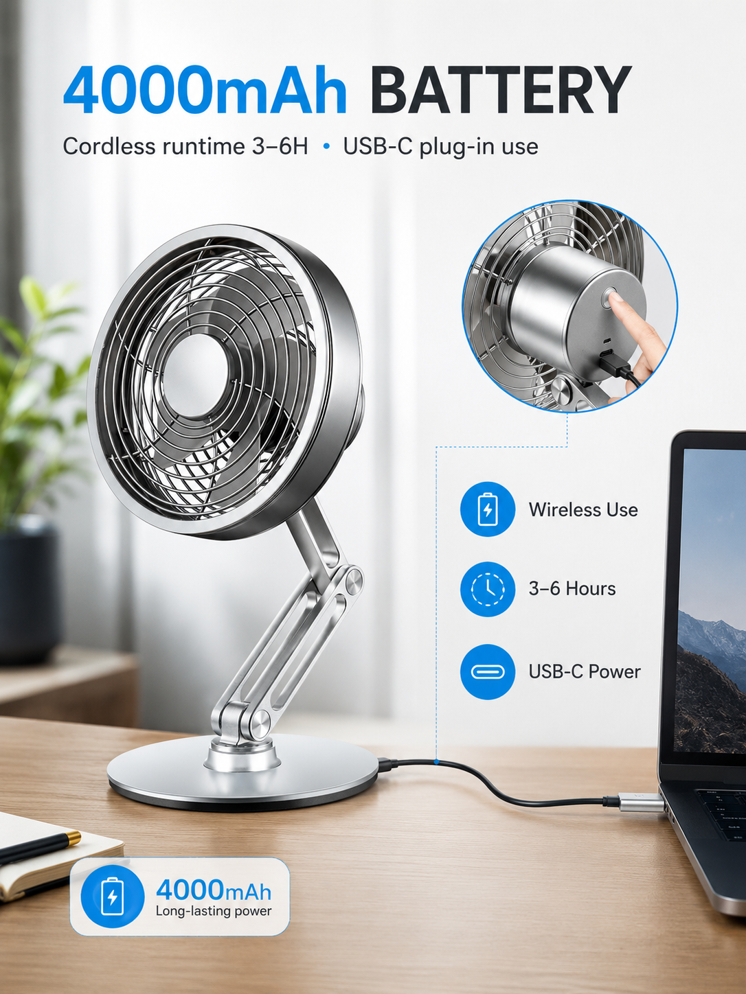 Rotatable Alloy Desk Fan