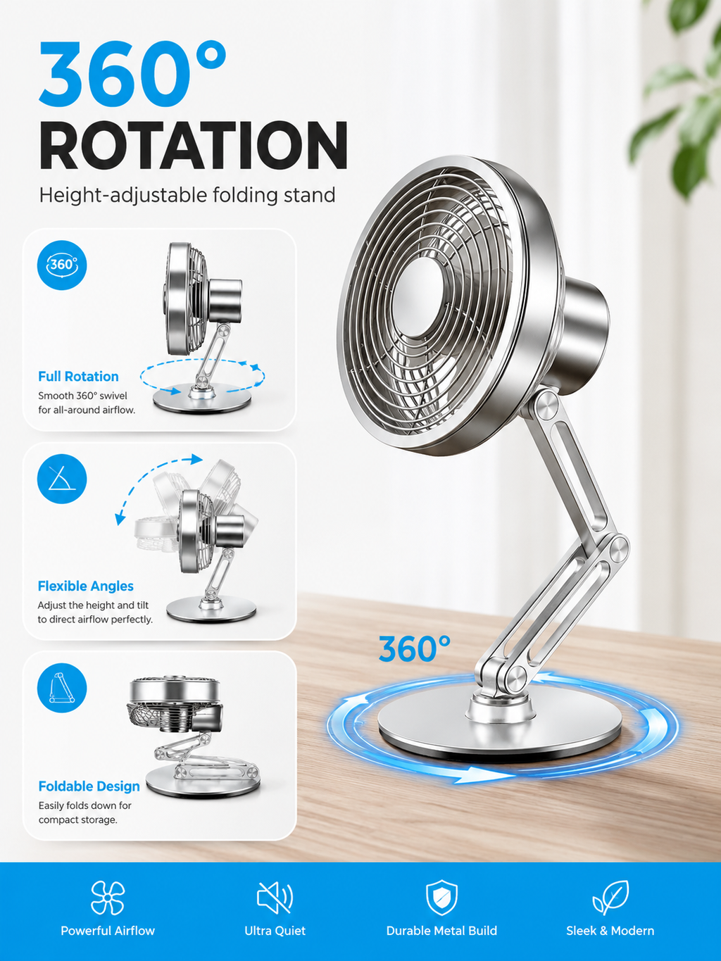 Rotatable Alloy Desk Fan