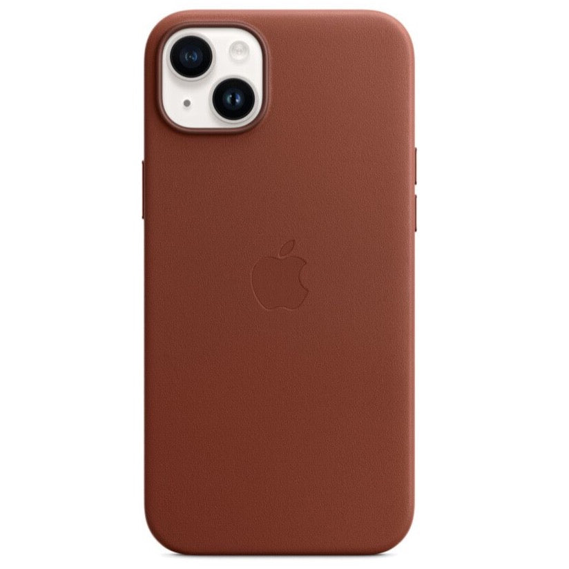 iphone 14 plus leather case with magsafe umber
