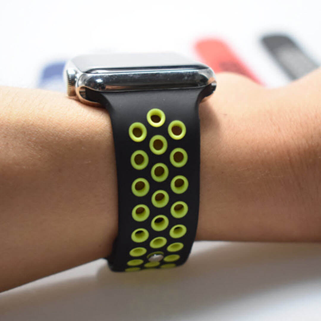 Silicone Sports Apple Watch Band - Black/Yellow