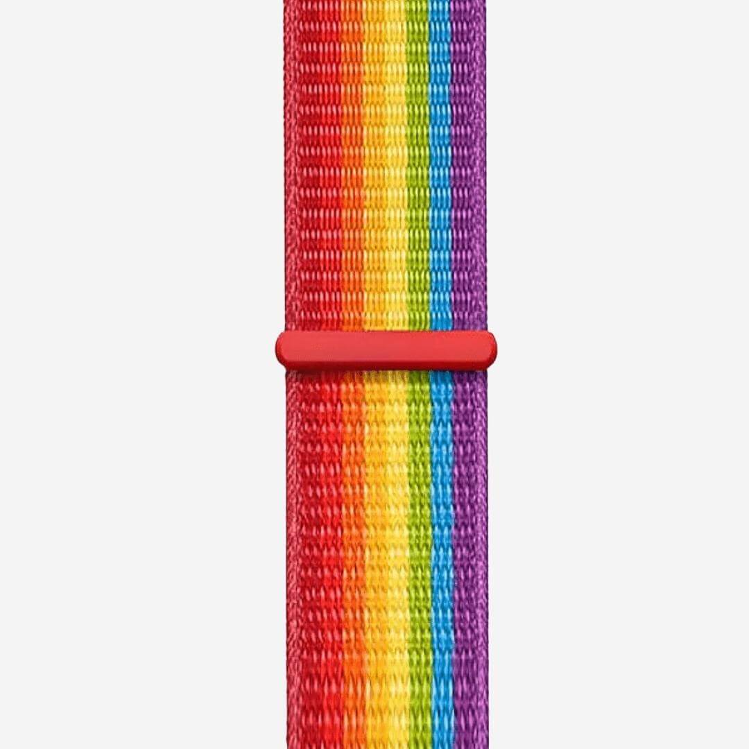 Striped Sport Loop Apple Watch Band - Deep Rainbow