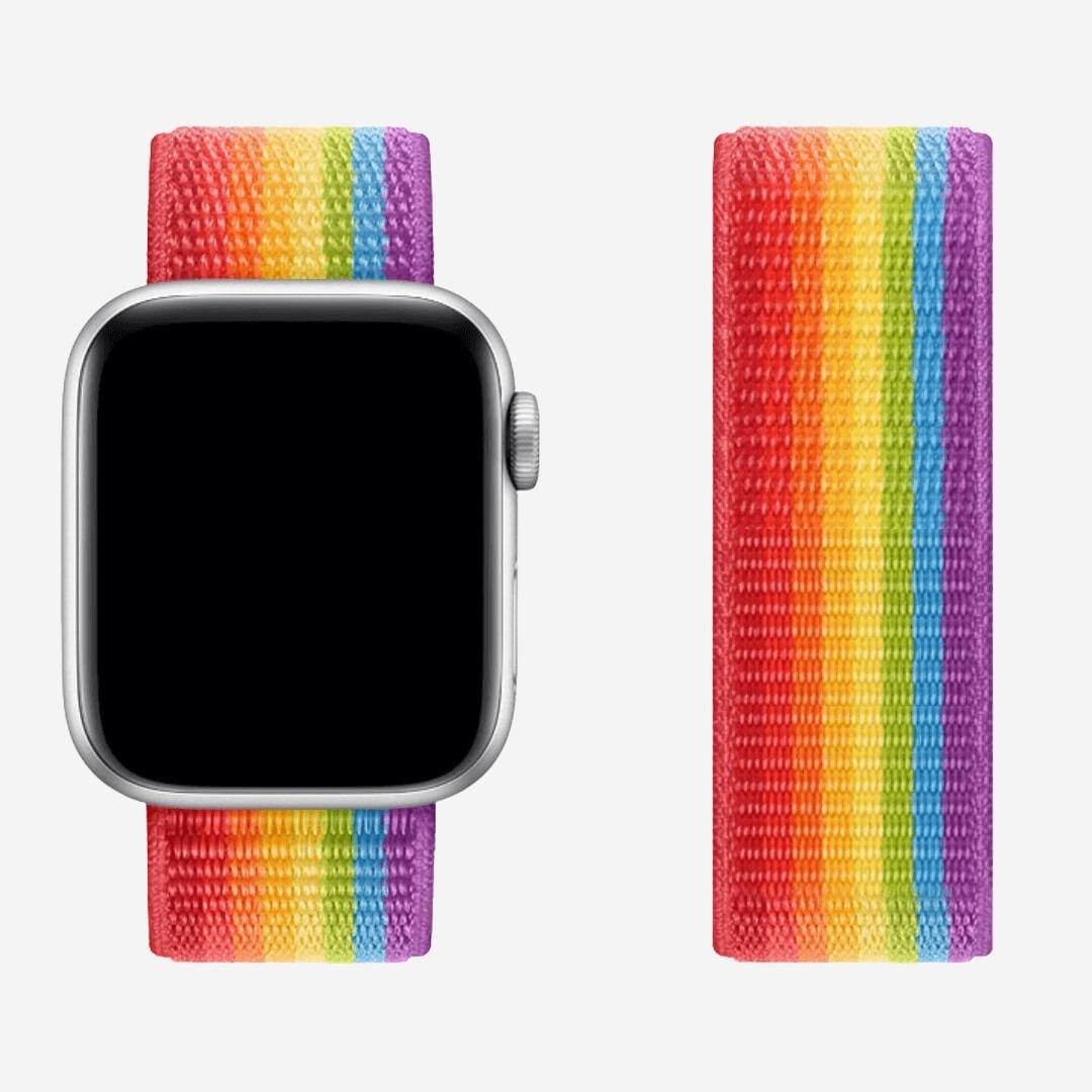 Striped Sport Loop Apple Watch Band - Deep Rainbow